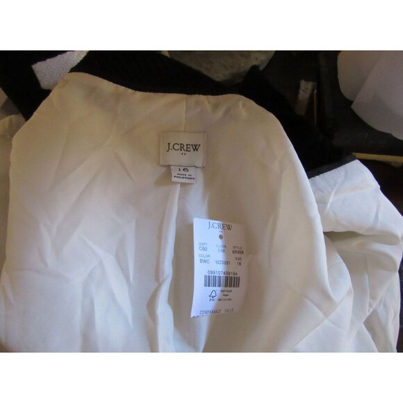 NWT J.Crew White & Black Trim Tweed Lady Jacket Size 16 - Picture 9 of 10